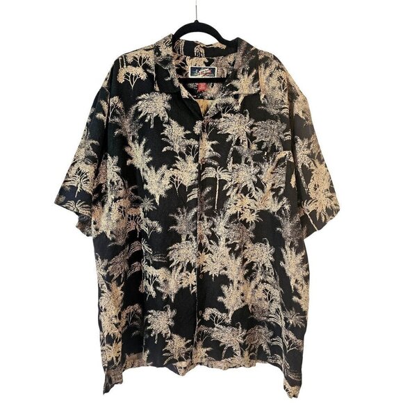 VTG La Cabana Hawaiian Shirt 2XL All Night Long Linen Blend Short Sleeve Mens - Picture 1 of 6